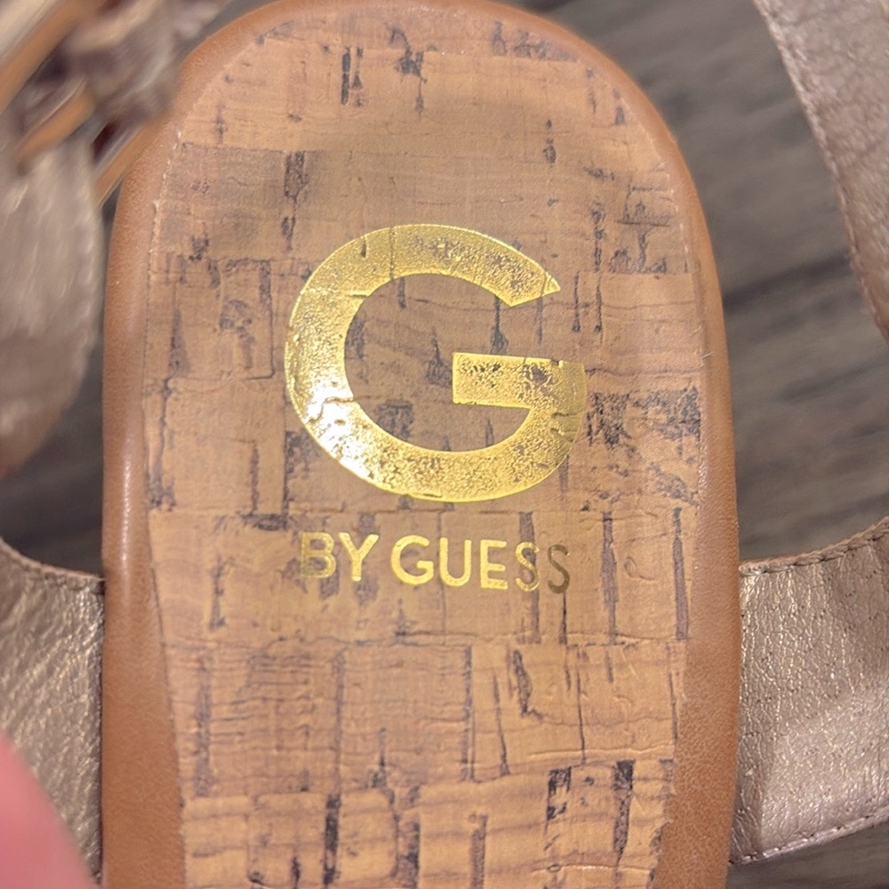 ❌SOLD❌ [G By Guess] Camel Cork Open-Toe Block Heel Platform Sandals Women’s 10.0 - Picture 8 of 13